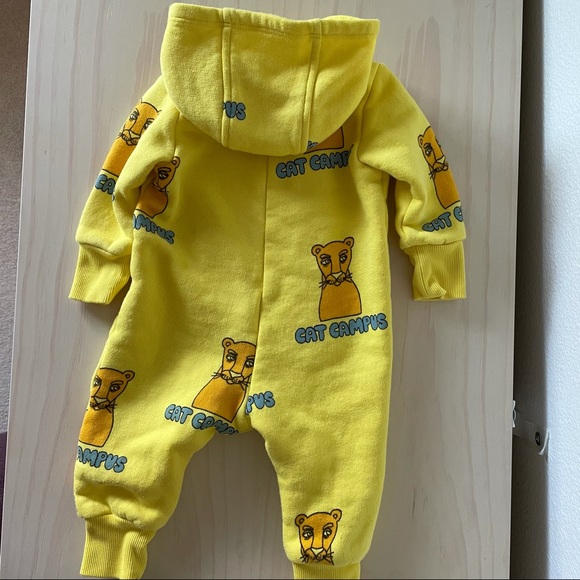 Mini Rodini Cat Campus Zipper Fleece Onesie - Picture 5 of 5